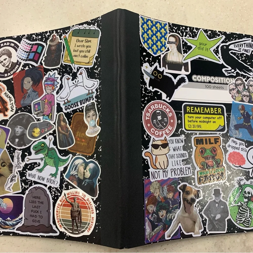 Brand New Sticker-Covered Composition Notebook. One-of-a-Kind